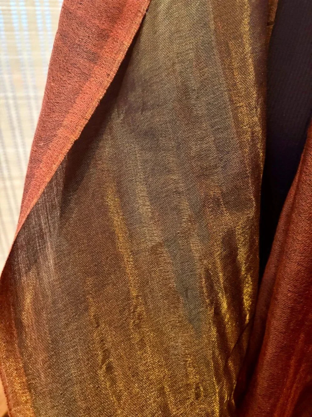 Gold and Rust Silk Scarf - Never Worn